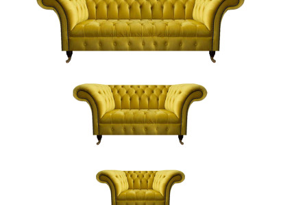 Wohnzimmer Gelbe Chesterfield Couchgarnitur Modernes 3tlg Polster Set
