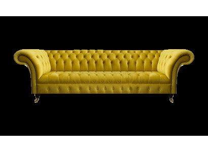 Chesterfield Gelber Viersitzer Designer Polstermöbel Wohnzimmer Couch