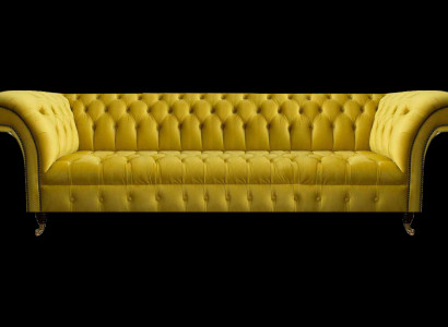 Chesterfield Gelber Viersitzer Designer Polstermöbel Wohnzimmer Couch