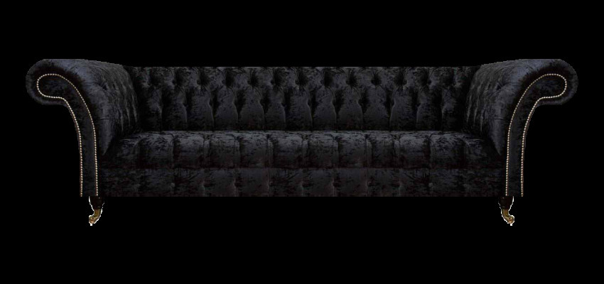 Chesterfield Moderner Schwarzer Viersitzer Edle Polstermöbel 4-Sitzer