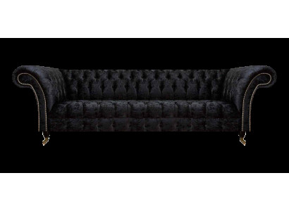Chesterfield Moderner Schwarzer Viersitzer Edle Polstermöbel 4-Sitzer