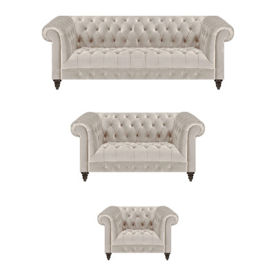 Moderne Chesterfield Weiße Sofagarnitur Edle Polstersofas Sessel 3tlg