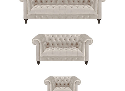 Moderne Chesterfield Weiße Sofagarnitur Edle Polstersofas Sessel 3tlg