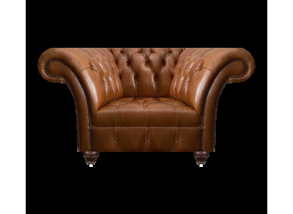 Brauner Chesterfield Einsitzer Wohnzimmer Ledersessel Polster 1-Sitzer