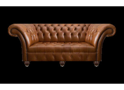 Brauner Chesterfield Leder Dreisitzer Wohnzimmer Moderne Polstercouchen
