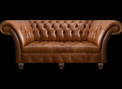Brauner Chesterfield Leder Dreisitzer Wohnzimmer Moderne Polstercouchen