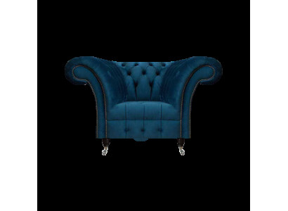 Moderner Blauer Chesterfield Sessel Designer Sitzmöbel Wohnzimmer Sitzer