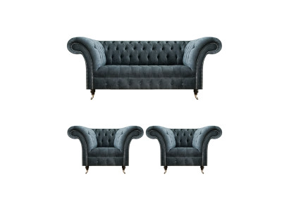 Stilvolle Chesterfield Couchgarnitur Designer Polstersofas 2x Sessel