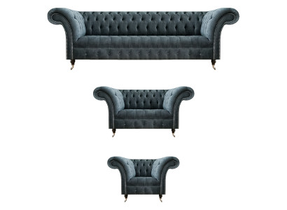 Chesterfield Graue Couchgarnitur Designer Polstersofas Edler Einsitzer