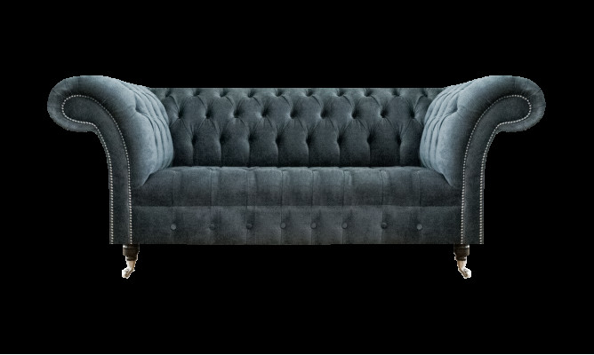 Grauer Luxuriöser Chesterfield Dreisitzer Edle Designer Polstercouchen