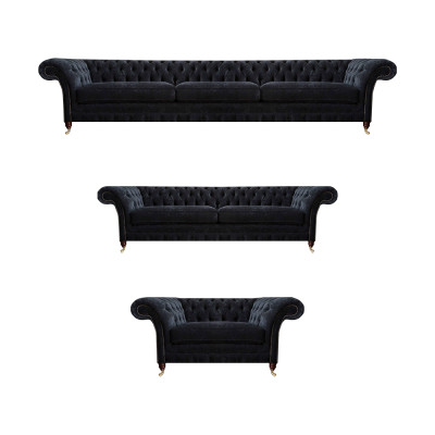 Schwarze Chesterfield Sofas Designer Wohnzimmer Polstercouchen Sessel