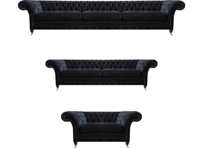 Schwarze Chesterfield Sofas Designer Wohnzimmer Polstercouchen Sessel