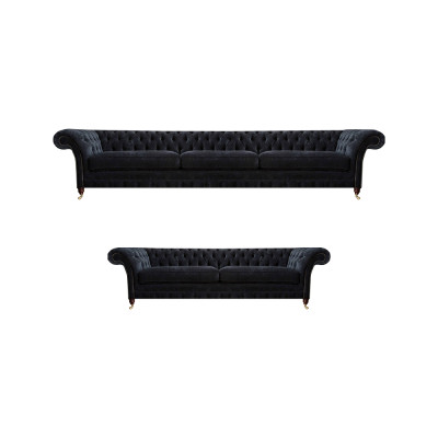 Schwarze Chesterfield Polstercouchen Designer Wohnzimmer Textil Sofas
