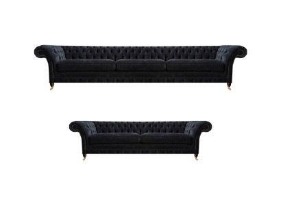 Schwarze Chesterfield Polstercouchen Designer Wohnzimmer Textil Sofas