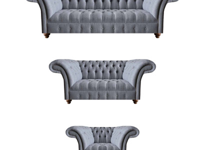Chesterfield Edle Textilgarnitur Designer 3-Sitzer Zweisitzer Lehnsessel
