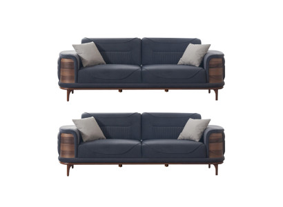 Zwei dunkelgraue Sofas im modernen Stil mit Holzbeinen für ein Wohnzimmer