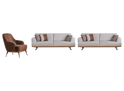 Luxus 3tlg Polstergarnitur Dreisitzer-Sofas & Sessel  für Wohnzimmer