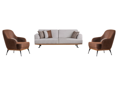 Modernes 3tlg Wohnzimmergarnitur Dreisitzer-Sofa und Sessel für Wohnzimmer