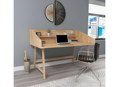 Stilvoller Hellbrauner Schreibtisch Designer Bürotische Luxus Holz Möbel