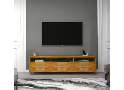 Braunes Wohnzimmer  Sideboard  Robuster TV Ständer Moderne Holz Möbel