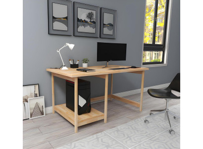 Robuster Schreibtisch Stilvoller Hellbrauner Computertisch Regalentisch