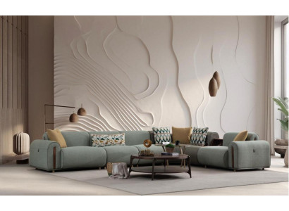 Luxuriöses Grünes Ecksofa Wohnzimmer Ledercouchen Designer Sitz Möbel