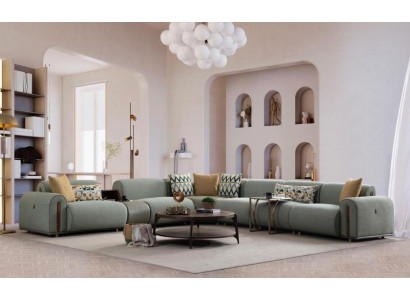 Hellgrünes Textil Sofa Wohnzimmer L-Form Eckcouch Designer Polster Möbel