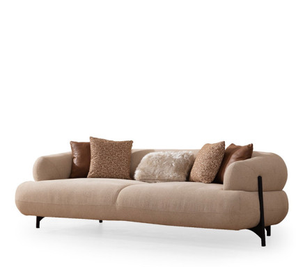 Luxuriöses Weißes Polstersofa Designer Textilcouch Wohnzimmer 3-Sitzer