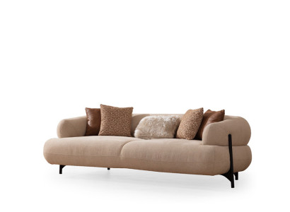 Luxuriöses Weißes Polstersofa Designer Textilcouch Wohnzimmer 3-Sitzer