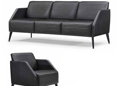 Luxuriöse Schwarze Wohnzimmer Sofagarnitur Designer Sessel 2tlg Set