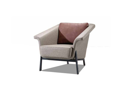 Grauer Einsitzer Designer Fernsehsessel Wohnzimmer Ledersessel 1-Sitzer