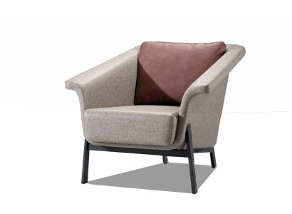 Grauer Einsitzer Designer Fernsehsessel Wohnzimmer Ledersessel 1-Sitzer