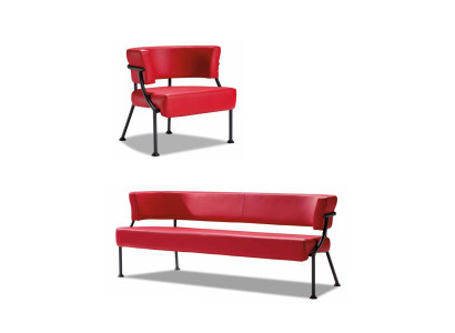 Rote Sofagarnitur Moderne Kunstleder Bank Designer Einsitzer 2tlg Set