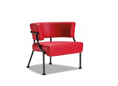 Luxuriöser Roter Sessel Designer Leder Einsitzer Polster Clubsessel