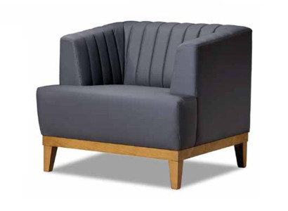 Grauer Clubsessel Designer Stoffsessel Edler Wohnzimmer Ohrensessel