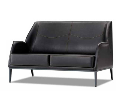 Luxuriöse Schwarze Ledercouch Designer Polstermöbel Moderner Zweisitzer