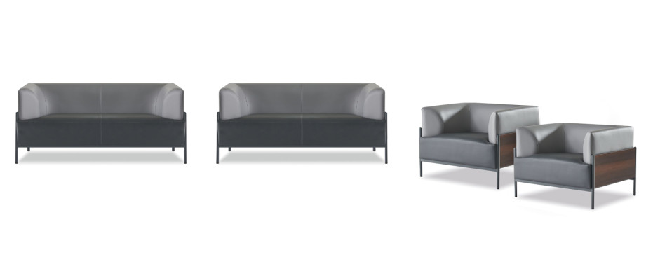Ergonomischer Komplett Sofa-Set 4tlg Schwarz Designer Polster Modern Stil
