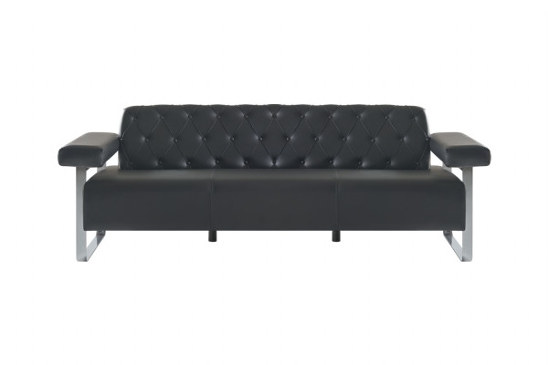 Chesterfield Design 3-Sitzer Sofa Schwarz Einfarbig Modern Design Stil