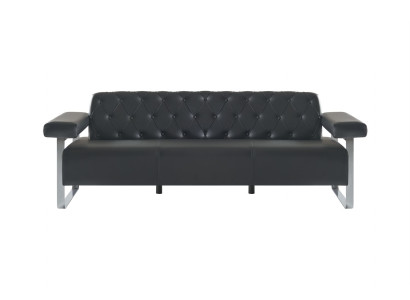Chesterfield Design 3-Sitzer Sofa Schwarz Einfarbig Modern Design Stil