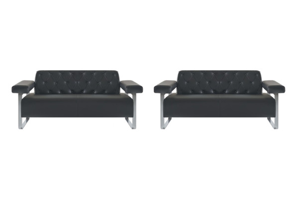 Ledersofas 2tlg Schwarz Einfarbig Chesterfield Modern Design Universelle