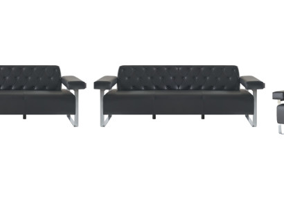 Luxus Komplett Sofas 3tlg Schwarz 3-Sitzer Chesterfield Sitzmöbel Modern