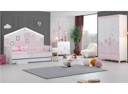 Kinderzimmer Möbel Kinderbett Rosa Kleiderschrank Kommode Jugendzimmer Holz