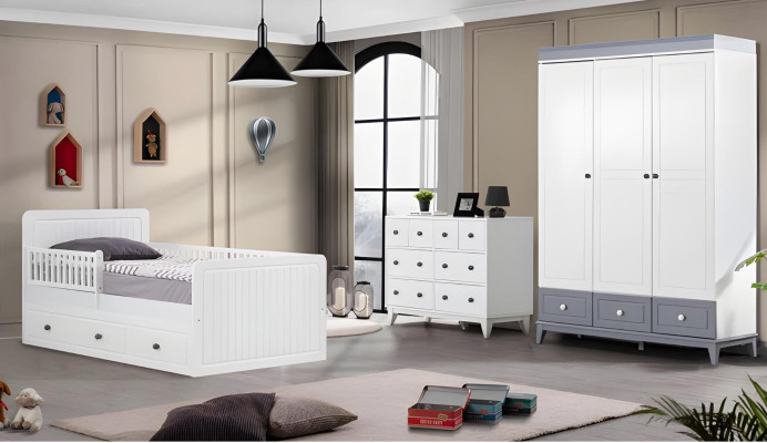 Komplette Bett Kindermöbel Kinderbett Kinderzimmer Holz Mehrfarbig Set