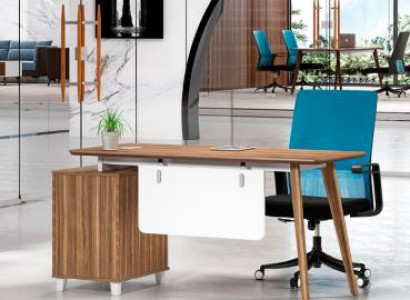 Braun-Weißer Bürotisch Luxuriöse Schreibtische Hochwertige Holz Möbel