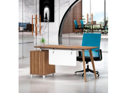 Robuster Braun-Weißer Arbeitszimmer Tisch Luxuriöse Edle Schreibtische