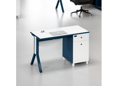 Weiß-Blauer Schreibtisch Designer Schubladentisch Luxuriöser Holz Tisch