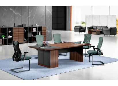 Luxuriöser Brauner Konferenztisch Designer Arbeitszimmer Holz Möbel