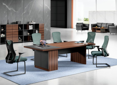 Luxuriöser Brauner Konferenztisch Designer Arbeitszimmer Holz Möbel