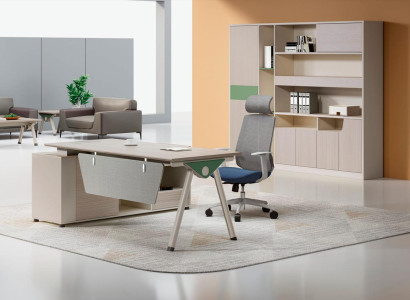 Beiger Arbeitstisch Designer Büro Schreibtisch Luxuriöse Holz Möbel
