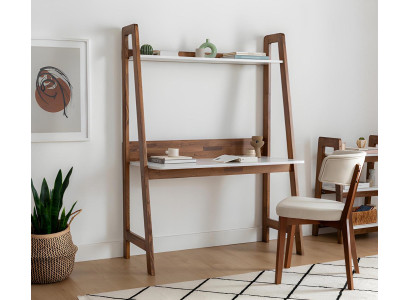 Weiß-Brauner Schreibtisch Stilvoller Ablagentisch Hochwertige Möbel